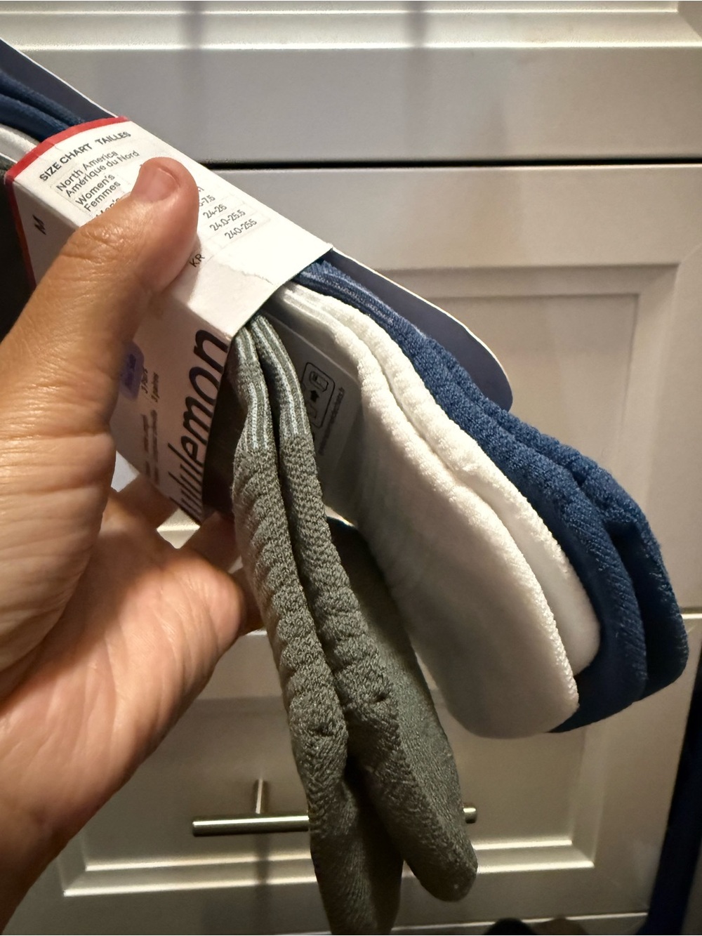 Lululemon Men's 3-Pack Cotton No-Show Socks - Navy, White & Gray
